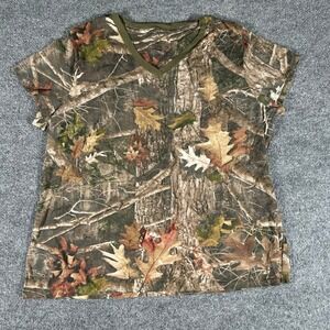 SHE Outdoor T-Shirt Womens XXL Camo V-Neck Short Sleeve Hunting Hiking Forest